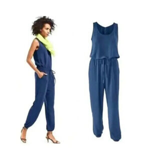 CAbi 303 French Navy Blue Sleeveless Jumpsuit Size Medium